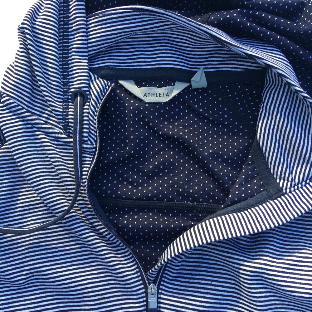 Athleta collared half-zip hoodie navy and white M